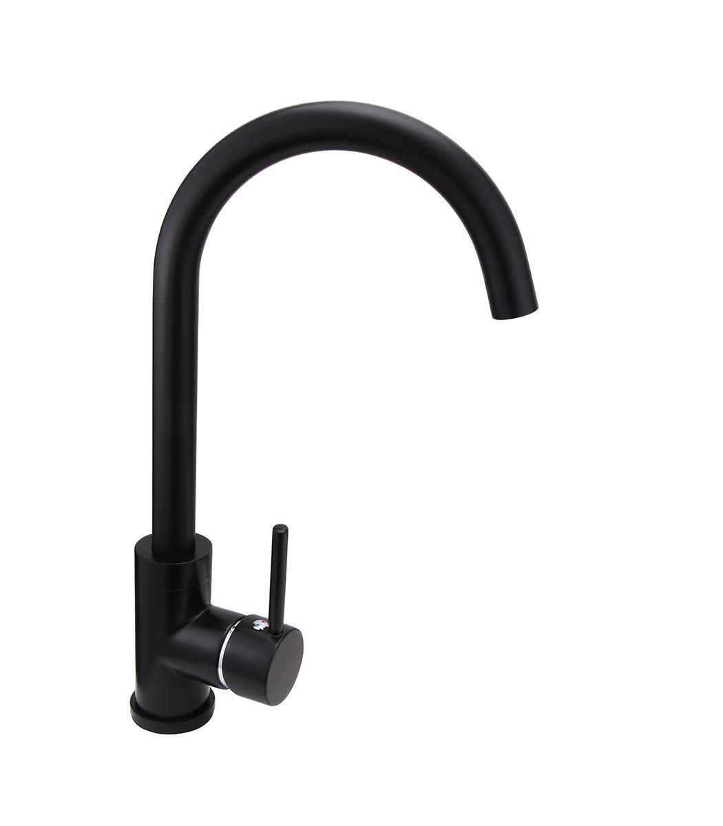 grifo cocina negro latón cisne
