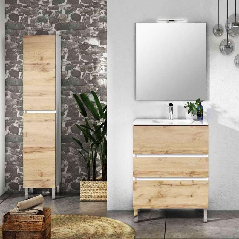 Muebles baño Conjunto mueble y armario claro JAEN