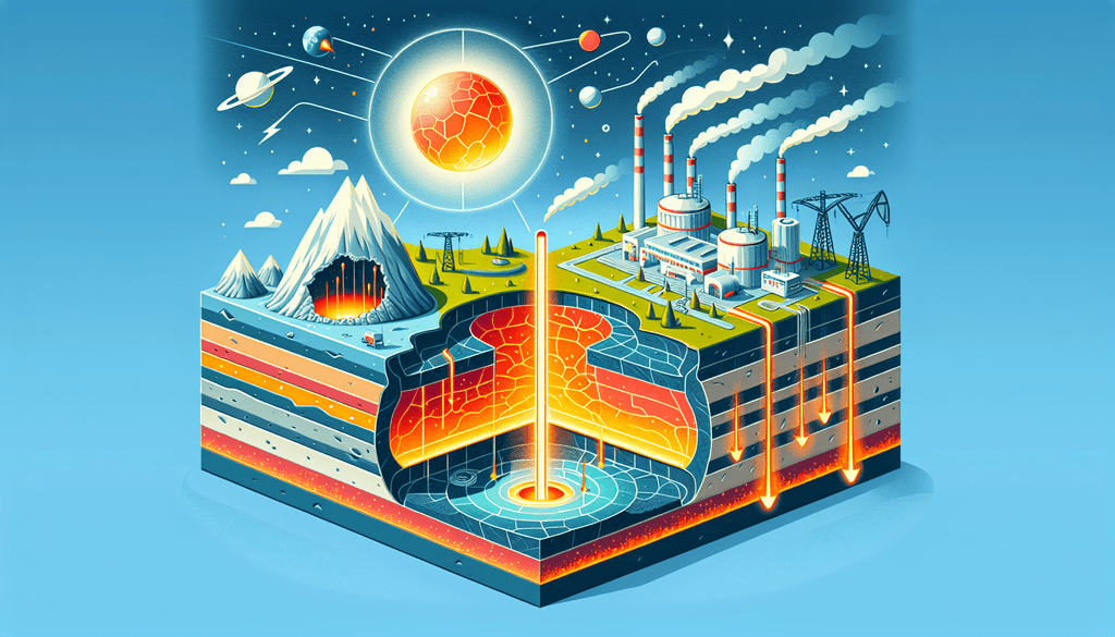 dibujo artístico de como funciona la energía geotérmica